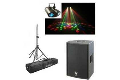 QSC K12 Powered Speaker & ADJ Aggressor Party Light Rental Special