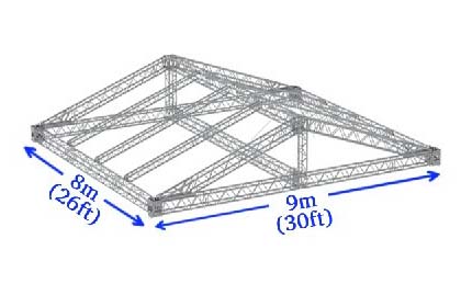 Saddle Roof Stage Tent 9m W x 8m L (30ft x 26ft) Rental