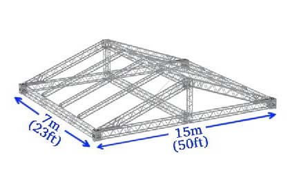Saddle Roof Stage Tent 15m W x 7m L (50ft x 23ft) Rental