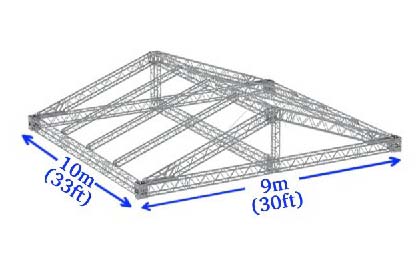 Saddle Roof Stage Tent 9m W x 10m L (30ft x 33ft) Rental